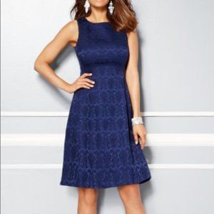 💙 Blue Jacquard Sleeveless Dress